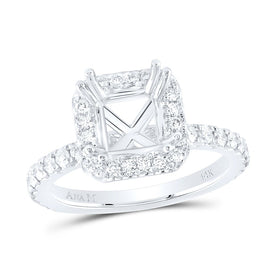 14K White Gold Diamond Semi Mount Single Halo Engagement Ring 3/4 Cttw - Splendid Jewellery
