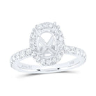 14K White Gold Diamond Semi Mount Single Halo Engagement Ring 3/4 Cttw - Splendid Jewellery