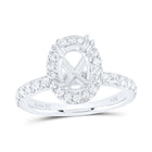 14K White Gold Diamond Semi Mount Single Halo Engagement Ring 3/4 Cttw - Splendid Jewellery