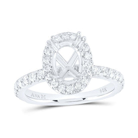 14K White Gold Diamond Semi Mount Single Halo Engagement Ring 3/4 Cttw - Splendid Jewellery