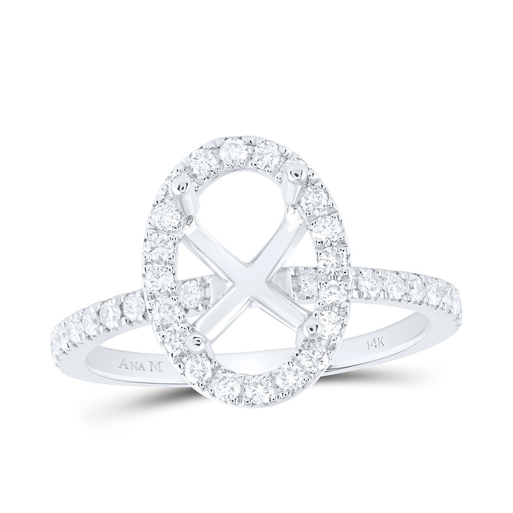14K White Gold Diamond Semi Mount Single Halo Engagement Ring 5/8 Cttw - Splendid Jewellery