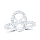 14K White Gold Diamond Semi Mount Single Halo Engagement Ring 5/8 Cttw - Splendid Jewellery