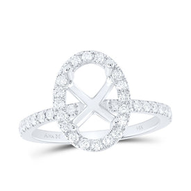 14K White Gold Diamond Semi Mount Single Halo Engagement Ring 5/8 Cttw - Splendid Jewellery