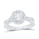 14K White Gold Diamond Semi Mount Single Halo Engagement Ring 5/8 Cttw - Splendid Jewellery