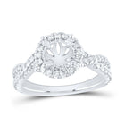 14K White Gold Diamond Semi Mount Single Halo Engagement Ring 5/8 Cttw - Splendid Jewellery