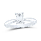 14K White Gold Diamond Si Ij Emerlad Solitaire Ring 3/4 Cttw - Splendid Jewellery