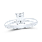 14K White Gold Diamond Si Ij Emerlad Solitaire Ring 3/4 Cttw - Splendid Jewellery