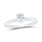 14K White Gold Diamond Si Ij Oval Solitaire Ring 1 Cttw - Splendid Jewellery