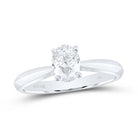 14K White Gold Diamond Si Ij Oval Solitaire Ring 3/4 Cttw - Splendid Jewellery