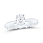 14K White Gold Diamond Si Ij Oval Solitaire Ring 3/4 Cttw - Splendid Jewellery