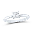 14K White Gold Diamond Si Ij Princess Solitaire Ring 1 Cttw - Splendid Jewellery