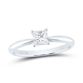 14K White Gold Diamond Si Ij Princess Solitaire Ring 1 Cttw - Splendid Jewellery