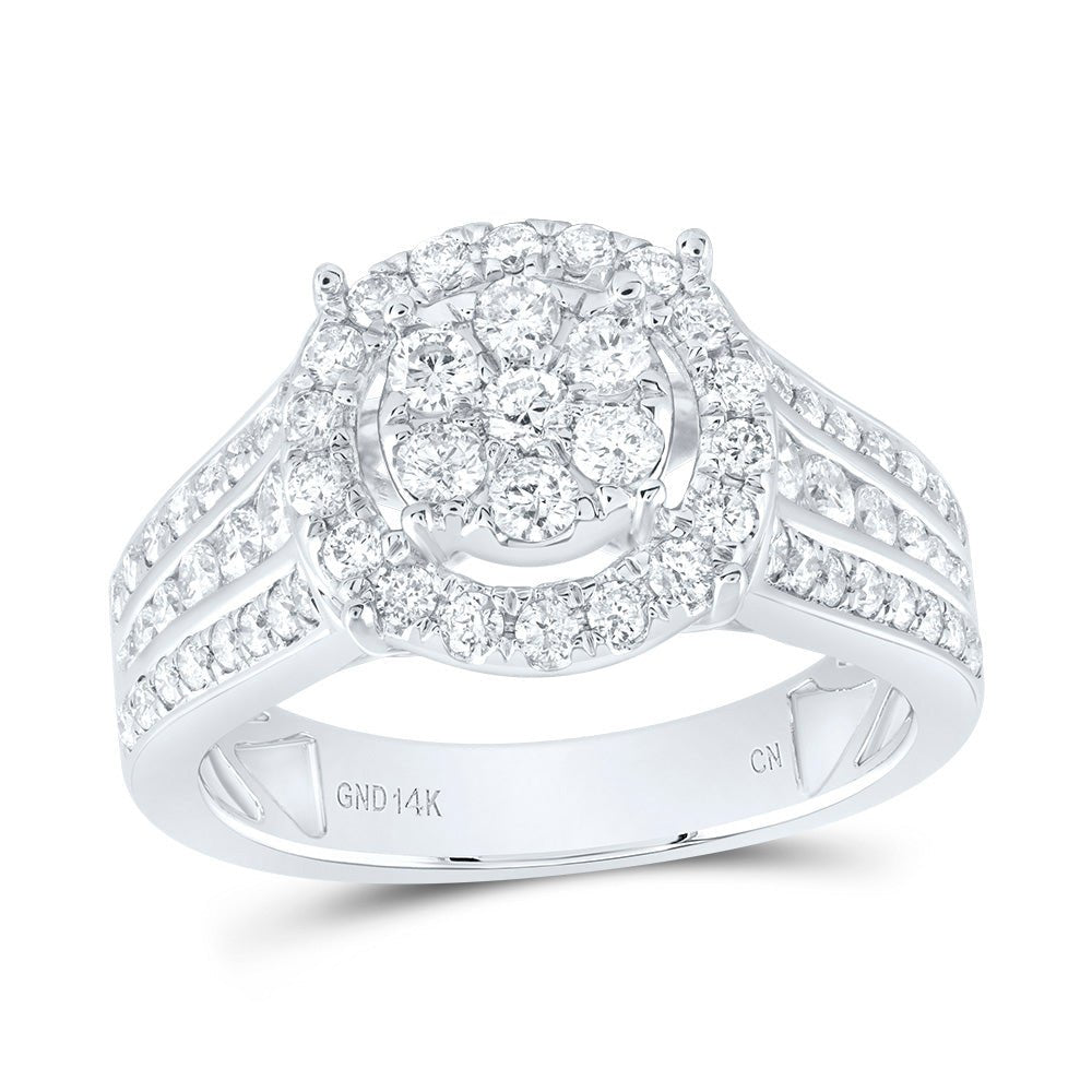 14K White Gold Diamond Single Halo Bridal Ring 1 Cttw - Splendid Jewellery