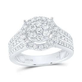 14K White Gold Diamond Single Halo Bridal Ring 1 Cttw - Splendid Jewellery