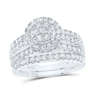 14K White Gold Diamond Single Halo Bridal Set 1 1/3 Cttw - Splendid Jewellery