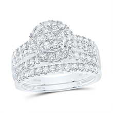 Load image into Gallery viewer, 14K White Gold Diamond Single Halo Bridal Set 1 1/3 Cttw - Splendid Jewellery