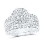 14K White Gold Diamond Single Halo Bridal Set 1 1/3 Cttw - Splendid Jewellery
