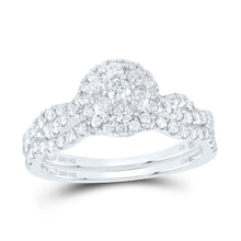 Load image into Gallery viewer, 14K White Gold Diamond Single Halo Bridal Set 3/4 Cttw - Splendid Jewellery