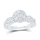 14K White Gold Diamond Single Halo Bridal Set 3/4 Cttw - Splendid Jewellery
