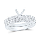 14K White Gold Diamond Sm Cemld Bridal Ring 1 Cttw - Splendid Jewellery