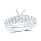14K White Gold Diamond Sm Cemld Bridal Ring 1 Cttw - Splendid Jewellery