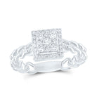 14K White Gold Diamond Square Designer Ring 3/8 Cttw - Splendid Jewellery