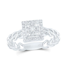 Load image into Gallery viewer, 14K White Gold Diamond Square Designer Ring 3/8 Cttw - Splendid Jewellery
