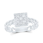 14K White Gold Diamond Square Designer Ring 3/8 Cttw - Splendid Jewellery