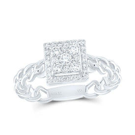 14K White Gold Diamond Square Designer Ring 3/8 Cttw - Splendid Jewellery
