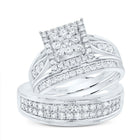 14K White Gold Diamond Square Trio Ring Set 1 Cttw - Splendid Jewellery