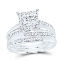 Load image into Gallery viewer, 14K White Gold Diamond Square Trio Ring Set 5/8 Cttw - Splendid Jewellery