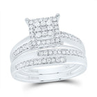14K White Gold Diamond Square Trio Ring Set 5/8 Cttw - Splendid Jewellery