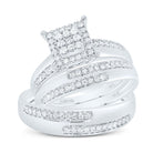 14K White Gold Diamond Square Trio Ring Set 5/8 Cttw - Splendid Jewellery