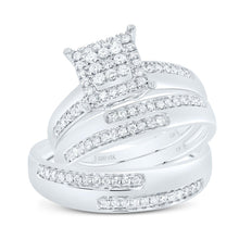 Load image into Gallery viewer, 14K White Gold Diamond Square Trio Ring Set 5/8 Cttw - Splendid Jewellery