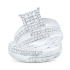 14K White Gold Diamond Square Trio Ring Set 5/8 Cttw - Splendid Jewellery