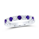 14K White Gold Diamond Tanzanite Anniversary Band 1/2 Cttw - Splendid Jewellery