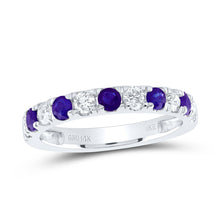 Load image into Gallery viewer, 14K White Gold Diamond Tanzanite Anniversary Band 1/2 Cttw - Splendid Jewellery