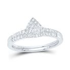 14K White Gold Diamond Triangle Single Halo Bridal Set 3/8 Cttw - Splendid Jewellery
