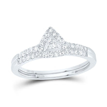Load image into Gallery viewer, 14K White Gold Diamond Triangle Single Halo Bridal Set 3/8 Cttw - Splendid Jewellery