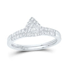 14K White Gold Diamond Triangle Single Halo Bridal Set 3/8 Cttw - Splendid Jewellery