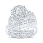14K White Gold Diamond Trio Ring Set 1 3/8 Cttw - Splendid Jewellery