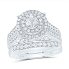14K White Gold Diamond Trio Ring Set 1 3/8 Cttw - Splendid Jewellery
