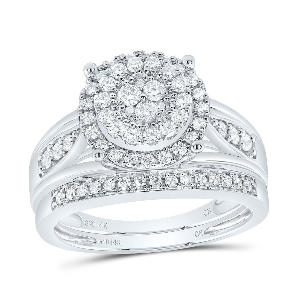 14K White Gold Diamond Trio Ring Set 1 Cttw - Splendid Jewellery