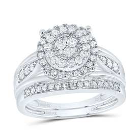 14K White Gold Diamond Trio Ring Set 1 Cttw - Splendid Jewellery