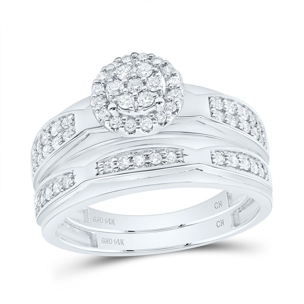 14K White Gold Diamond Trio Ring Set 1/2 Cttw - Splendid Jewellery