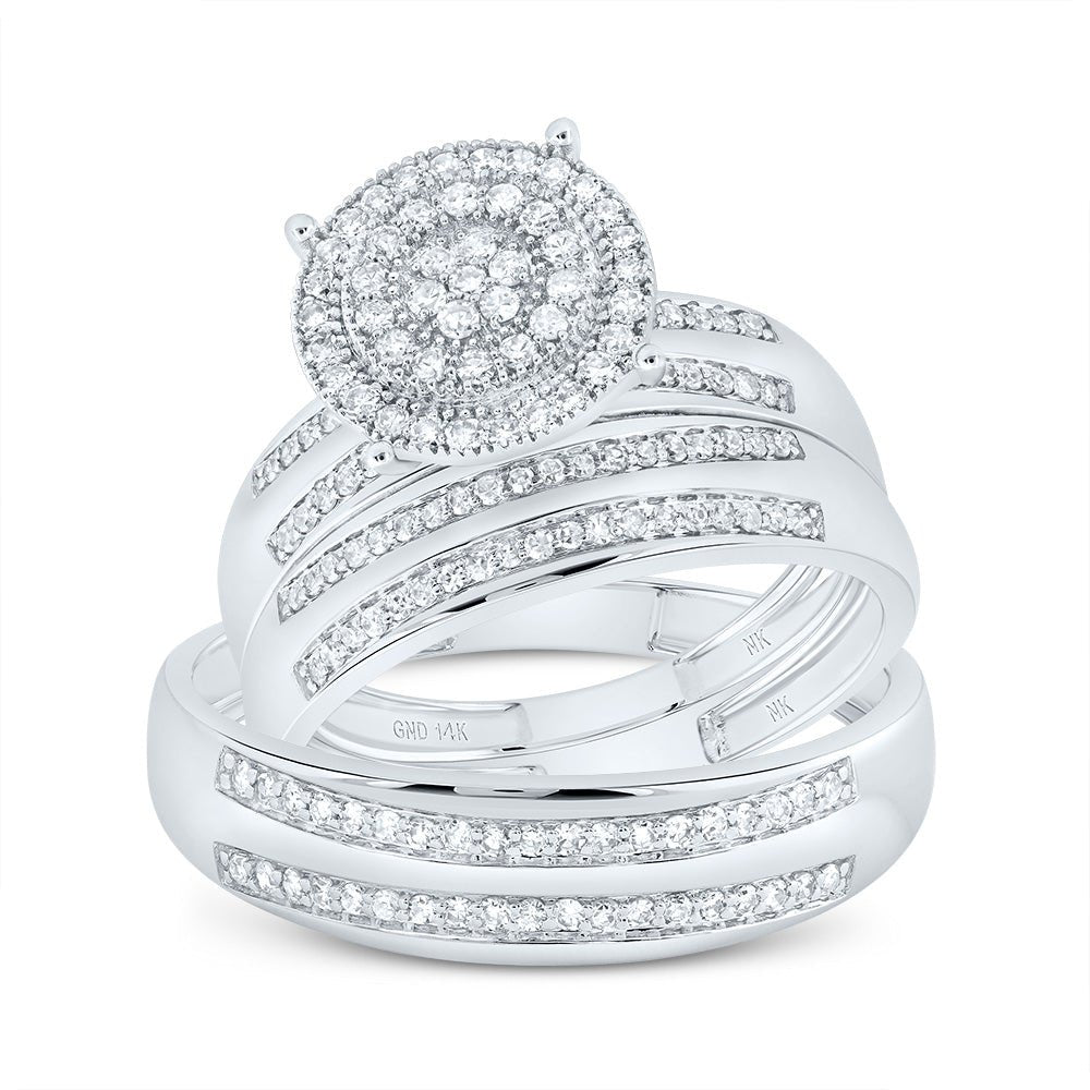 14K White Gold Diamond Trio Ring Set 5/8 Cttw - Splendid Jewellery