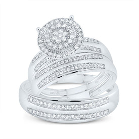14K White Gold Diamond Trio Ring Set 5/8 Cttw - Splendid Jewellery