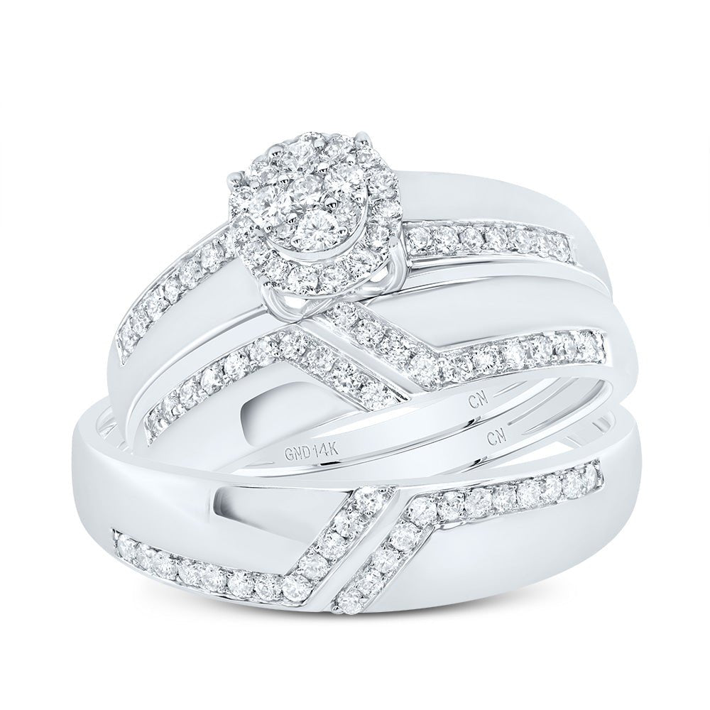 14K White Gold Diamond Trio Ring Set 5/8 Cttw - Splendid Jewellery