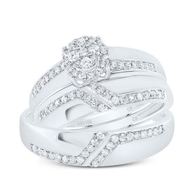 14K White Gold Diamond Trio Ring Set 5/8 Cttw - Splendid Jewellery