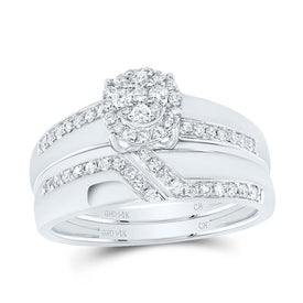 14K White Gold Diamond Trio Ring Set 5/8 Cttw - Splendid Jewellery
